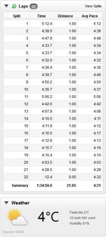 市原バイパス往復 ランニング 21km 2015/11/29